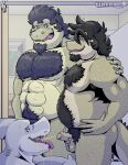  anthro arsinoe bathroom bodily_fluids body_hair butch_wanikami chest_hair chubby_male dyers father_(lore) father_and_child_(lore) father_and_son_(lore) fish genital_fluids group hand_on_shoulder happy_trail hi_res krokodyle male male/male marine musclegut muscular muscular_male nude open_mouth parent_(lore) parent_and_child_(lore) parent_and_son_(lore) peeing peeing_together shark slightly_chubby smile son_(lore) tongue tongue_out trio urine urine_in_mouth wanikami watersports 