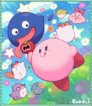  animal_ears blue_skin blue_sky cat_ears chuchu_(kirby) colored_skin coo_(kirby) fish flower gooey_(kirby) highres kine_(kirby) kirby kirby&#039;s_dream_land_3 kirby_(series) maxim_tomato nago no_humans pink_skin pitch_(kirby) rick_(kirby) show_chiku-by sky solid_oval_eyes star_(symbol) tongue tongue_out wings 