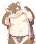  absurd_res anthro asian_clothing belly blush brown_body brown_fur bulge canid canine canis clothing domestic_dog east_asian_clothing eyebrows fundoshi fur hi_res japanese_clothing kemono lifewonders male mammal moobs moritaka navel nipples slightly_chubby solo thick_eyebrows tokyo_afterschool_summoners underwear zbbbboto 