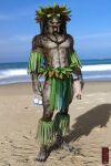  abs alien container corona_(beer) glass glass_container hawaii hi_res humanoid leaf male muscular muscular_humanoid muscular_male pecs predator_(franchise) solo ugnaughtsden yautja 