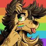  anthro bodypaint canid canine canis carpetwurm domestic_dog face_paint kotu_(carpetwurm) lgbt_history_month lgbt_pride male mammal pride_colors smile solo tongue tongue_out 