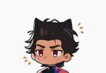  1boy animal_ears bodysuit cat_ears cheekbones chibi dark-skinned_male dark_skin highres kemonomimi_mode male_focus marvel miguel_o&#039;hara montaro muscular muscular_male red_bodysuit red_eyes solo spider-man:_across_the_spider-verse spider-man_(series) 