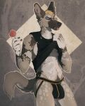  african_wild_dog anthro blep blonde_hair blush brown_body brown_fur candy canid canine cheek_tuft clothed clothing clothing_lift dessert facial_tuft fangs food fur grey_background grey_body grey_fur hair half-closed_eyes hi_res jockstrap lollipop male mammal markings narrowed_eyes shirt shirt_lift simple_background sleepy_poss solo spots spotted_body spotted_fur tan_body tan_fur tank_top teeth tongue tongue_out topwear tuft underwear white_markings white_spots 