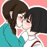  2girls chibi_maruko-chan glasses kiss maruko_maruko multiple_girls tomoe_tamao yu_(pales) yuri 