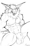  absurd_res angry animal_genitalia anthro breasts canid canine canis genitals hi_res league_of_legends long_ears looking_at_viewer male male/male mammal mane mrlynxart muscular nipples penis riot_games solo spread_legs spreading warwick_(lol) were werecanid werecanine werewolf wolf 