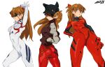  1girl absurdres artist_name black_headwear bodysuit breasts brown_hair brown_jacket commentary covered_navel cowboy_shot evangelion:_3.0+1.0_thrice_upon_a_time evangelion:_3.0_you_can_(not)_redo eyepatch hands_in_pockets hat highres jacket long_hair medium_breasts neon_genesis_evangelion plugsuit profile rebuild_of_evangelion red_bodysuit solo souryuu_asuka_langley white_bodysuit whoopsatro 