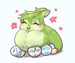  alternate_species ambiguous_gender blade_(nu:_carnival) blush egg eiden_(nu:_carnival) eyes_closed feral feralized flower fluffy fur furrification garu_(nu:_carnival) gone_birdy green_body green_fur head_tuft karu_(nu:_carnival) lagomorph leporid low_res mammal nu:_carnival olivine_(nu:_carnival) plant rabbit rei_(nu:_carnival) solo tuft 