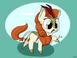  asian_mythology autumn_blaze_(mlp) chest_tuft chibi chinese_mythology cloven_hooves digital_media_(artwork) east_asian_mythology female feral friendship_is_magic googly_eyes green_body green_scales hair hasbro hi_res holding_object hooves horn kirin leg_tuft long_tail mane my_little_pony mythology open_mouth open_smile orange_hair orange_mane red_horn scales smile solo stick tail tail_tuft tan_body taurson tuft yellow_eyes 