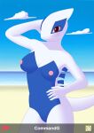  anthro anthrofied beach blush breasts clothing commandg featureless_breasts featureless_crotch female generation_2_pokemon genitals legendary_pokemon looking_at_viewer lugia nintendo nipples nude pokemon pokemon_(species) pokemorph pussy seaside solo tail 