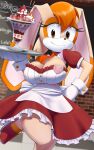  &lt;3 10:16 anthro big_breasts breasts cleavage clothed clothing dessert female food hand_on_hip hi_res japanese_text kojiro-brushard lagomorph leporid looking_at_viewer mammal platter rabbit raised_leg sega solo sonic_the_hedgehog_(series) sundae text vanilla_the_rabbit waiter waitress_uniform 