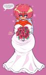  &lt;3 2023 absurd_res anthro archie_comics big_breasts blue_eyes bouquet breasts cleavage clothed clothing cybernetics dialogue dress echidna english_text female flower fur hair hi_res holding_bouquet holding_flower holding_object jamoart lien-da looking_at_viewer machine mammal monotreme off_screen_character pink_background pink_hair plant red_body red_fur rose_(flower) sega simple_background solo sonic_the_hedgehog_(archie) sonic_the_hedgehog_(comics) sonic_the_hedgehog_(series) speech_bubble text wedding_dress white_clothing white_dress wide_hips 