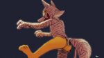  anthro awwchang butt canid canine evil_grin fox fur grin hi_res kaiketsu_zorori male mammal mummy mummy_costume mummy_wrappings orange_body orange_fur rear_view smile solo undead zorori 