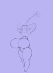  absurd_res big_breasts big_ears breasts elemental_creature elemental_humanoid eyelashes featureless_feet female flora_fauna flower_on_head hi_res huge_breasts humanoid humanoid_pointy_ears looking_at_viewer mouthless nintendo pikmin pikmin_(species) plant plant_humanoid purple_background simple_background solo thick_thighs wide_hips yellow_pikmin yummercummer 