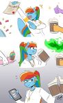  alcohol anthro anthrofied beer beverage blue_body blue_fur clothing comic container cup cupcake ear_piercing equid equine eyewear female food friendship_is_magic fur gesture glasses hair hasbro mammal multicolored_hair my_little_pony pegasus piercing ponytail rainbow_dash_(mlp) rainbow_hair redxbacon smile sparkles thumbs_up wings 