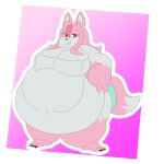  2023 anthro belly_grab belly_overhang big_breasts bikini brand_new_animal breasts canid canine clothing digital_media_(artwork) female fox fur hair hi_res mammal multicolored_body multicolored_fur nails nazuna_hiwatashi obese obese_anthro obese_female overweight overweight_anthro overweight_female paceplusle sharp_nails simple_background smile solo studio_trigger swimwear thick_thighs two_tone_body two_tone_fur 