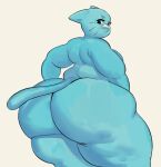  2023 absurd_res anthro big_butt black_eyes blue_body blue_fur blue_tail butt cartoon_network domestic_cat felid feline felis female fur hi_res huge_butt huge_thighs looking_back mammal mature_anthro mature_female nicole_watterson nondelismell nude overweight overweight_anthro overweight_female simple_background solo tail the_amazing_world_of_gumball thick_thighs whiskers white_background wide_hips 