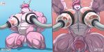  &lt;3 abs absurd_res anthro balls barazoku before_and_after biceps big_muscles big_pecs big_penis bodily_fluids bovid caprine digital_media_(artwork) dilly_goat english_text erection facial_hair genitals goat hair hi_res horn humanoid_genitalia humanoid_penis lactating machine male male_lactation mammal masterelrest milking_machine muscular muscular_anthro muscular_male nipples nude pecs penis pink_body pink_hair simple_background smile solo text vein veiny_penis 