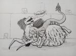 after_vore alien ambiguous_gender burping claws feral hi_res spiked_tail spikes spikes_(anatomy) stripes tail thatgryphonguy traditional_media_(artwork) vore 