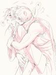  2boys axis_powers_hetalia blush china_(hetalia) china_dress chinese_clothes crossdressing dress highres licking licking_neck monochrome multiple_boys muscular muscular_male parted_bangs russia_(hetalia) scarf short_hair uka402 wide_sleeves yaoi 