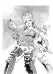  2girls animal_ears antonina_kruschinski backpack bag border breasts from_behind garrison_cap gloves greyscale hand_on_own_neck hannelore_kummel hat headphones holding holding_weapon implied_extra_ears large_breasts lion_ears lion_girl lion_tail long_hair looking_back mecha_musume mechanical_legs medium_breasts monochrome multiple_girls nogami_takeshi official_art open_mouth panties ponytail rabbit_ears rabbit_girl rabbit_tail single_bang sky strike_witches_(lionheart_witch) tail throat_microphone tsurime underwear wavy_hair weapon white_border white_gloves white_panties 