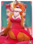  2023 2d_(artwork) 3:4 3_fingers :3 anthro bedroom_eyes biped border breasts canid canine cleavage clothed clothing countershading digital_media_(artwork) digitigrade dipstick_ears dress ear_piercing ears_up eyelashes eyeliner female fingers fluffy fox fur hi_res makeup mammal multicolored_ears narrowed_eyes night_dress orange_body piercing red_eyes red_fox ring_piercing seductive signature simple_background small_waist solo thick_eyelashes thick_thighs thin_eyebrows tuft white_border zerlix_fox zerlix_fox_(fursona) 