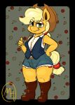  anthro applejack_(mlp) boots clothing country_girl cowgirl_outfit equid equine female footwear friendship_is_magic hasbro hat headgear headwear hi_res horse humanoid mammal mileshoot my_little_pony pony solo tail thick_thighs 