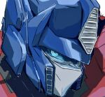  autobot blue_eyes close-up highres looking_at_viewer mecha no_humans optimus_prime portrait robot science_fiction sketch solo tanaki_bouei transformers white_background 
