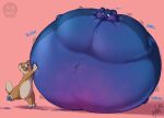  2021 absurd_res anthro blue_body blue_eyes blue_fur blue_pawpads blueberry_inflation brown_body brown_fur cheek_bulge digital_drawing_(artwork) digital_media_(artwork) duo english_text fur hi_res inflation male mammal motion_outline multicolored_body multicolored_fur mustelid musteline onomatopoeia pawpads pink_background rumbling_stomach simple_background smile sound_effects tan_body tan_fur text true_musteline two_tone_body two_tone_fur weasel worried zoidberg656art 