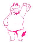  3:4 anthro big_breasts breasts canid canine canis chubby_female clothed clothing exoworo female hi_res hoodie huge_breasts labirhin looking_at_viewer mammal monochrome pink_and_white simple_background slightly_chubby solo topwear wolf young 