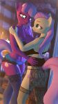 3d_(artwork) absurd_res anthro anthrofied antonsfms bra breasts butt cheerilee_(mlp) cleavage clothed clothing digital_media_(artwork) duo equid equine female female/female fluttershy_(mlp) friendship_is_magic garter_belt garter_straps hasbro hi_res lingerie mammal my_little_pony panties thong translucent translucent_clothing underwear 
