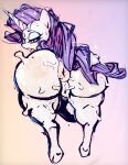  &lt;3 &lt;3_eyes 2022 absurd_res anus big_butt blue_eyes bodily_fluids butt equid equine eyelashes eyeshadow female feral friendship_is_magic genital_fluids genitals hair hasbro hi_res hooves horn long_hair looking_back makeup mammal my_little_pony narrowed_eyes purple_hair purple_tail pussy pussy_juice rarity_(mlp) solo spank_marks sweat tail thick_thighs unicorn unicorn_horn white_body wolflance 