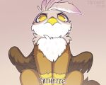  2023 angry avian beak brown_body brown_feathers brown_fur cheek_tuft chest_tuft digital_media_(artwork) facial_tuft feathered_wings feathers female fluffy friendship_is_magic fur gilda_(mlp) gryphon hasbro hi_res leg_tuft multicolored_body multicolored_fur my_little_pony mythological_avian mythology sitting solo tail tail_tuft talons trickate tuft white_body white_feathers white_fur wings yellow_beak yellow_eyes 