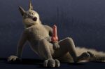  3d_(artwork) animal_genitalia animal_penis anthro anus balls black_nose blender_(software) canid canine canine_genitalia canine_penis canis claws digital_media_(artwork) disney ears_up erection fluffy fluffy_tail fur furry_balls genitals grey_body grey_fur hand_on_stomach knot looking_at_viewer lying male mammal officer_wolfard pawpads penis pink_penis presenting rockyrcoon simple_background smile solo spread_legs spreading tail wolf zootopia 