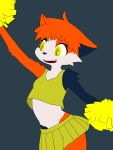  absurd_res anthro blue_body blue_fur blue_nose bottomwear calico_cat cheerleader clothing crop_top domestic_cat felid feline felis female fur hair hi_res hikaridraws mammal miniskirt orange_body orange_fur orange_hair pleated_skirt pom_poms shirt skirt solo topwear white_body white_fur yellow_bottomwear yellow_clothing yellow_eyes yellow_shirt yellow_skirt yellow_topwear 