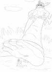  4_toes anthro anthrofied black_and_white bottomwear claws clothed clothing cloud desta_(thatdratini) digital_media_(artwork) dratini duo feet fur generation_1_pokemon grass grin hair hands_on_hips hi_res larger_anthro larger_male line_art male micro monochrome nintendo nipples nude pants pikachu plant plantigrade pokemon pokemon_(species) pokemorph simple_background size_difference sky smaller_anthro smaller_male smile sparky_the_chu sparky_the_chu_(character) stomping tail toe_claws toes 