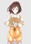  1girl black_hair bodysuit brown_eyes choker closed_mouth collarbone final_fantasy final_fantasy_ix garnet_til_alexandros_xvii gloves highres jewelry looking_at_viewer necklace nobita_(nbnobita) orange_bodysuit short_hair simple_background smile solo 