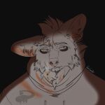  african_wild_dog anthro canid canine cigarette clothing facial_piercing hair harvey_yeenpeenl0rd_(possumgod) hi_res hoodie lip_piercing male mammal messy_hair mohawk monochrome piercing possumgod shaded sketch smoking smoking_cigarette snakebite_piercing solo tired tired_eyes topwear 