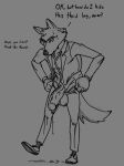  anthro balls canid canine canis clothing dreamworks genitals hi_res humanoid_genitalia humanoid_penis kajy male mammal monochrome mr._wolf_(the_bad_guys) penis the_bad_guys wolf 