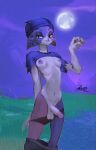  anthro breasts domestic_cat epic_games felid feline felis fortnite full_moon genitals gynomorph hi_res intersex mammal meow_skulls_(fortnite) moon night nipple_piercing nipples outside penis piercing solo tsanapi 