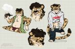  animal_genitalia anthro belly biped black_hair black_nose blue_eyes cheetah claws digitigrade dozendav eyewear fangs felid feline fur genitals glasses hair hi_res king_cheetah kofi_(kofithechee) male mammal pawpads penis sheath slightly_chubby spots spotted_body spotted_fur stripes teeth thick_thighs 