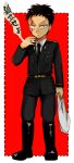  1boy black_eyes black_footwear black_hair black_jacket black_necktie black_pants boots breast_pocket buraiden_gai cigarette closed_mouth collared_shirt commentary_request expressionless full_body jacket kudou_gai long_sleeves looking_at_viewer lowres male_focus military_uniform morota necktie pants pocket red_background scar scar_across_eye shirt short_bangs short_hair smoking solo standing uniform v-shaped_eyebrows white_background white_shirt 