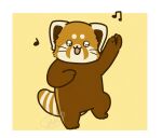  2023 ailurid animated biped brown_body chibi dancing feral kemono mammal musical_note open_mouth red_panda shi_nominmin simple_background smile solo 