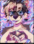  anthro aycee blonde_hair blue_claws blue_eyes brown_body brown_fur brown_hair canid canine canis cheek_tuft claws domestic_dog eyewear facial_tuft fur glasses hair hi_res lgbt_pride male mammal mastectomy_scar multicolored_hair nude painted_claws pawpads pride_colors scar shiba_inu solo spitz tan_body tan_fur terry_(roanoak) tongue tongue_out trans_(lore) trans_man_(lore) transgender_pride_colors tuft two_tone_hair whisker_spots 