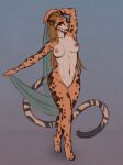  anthro areola barely_visible_genitalia barely_visible_pussy bethesda_softworks biped breasts dancing facial_piercing felid female fur genitals guppic hair hand_over_head hi_res khajiit lip_piercing long_hair mammal markings navel nipples open_mouth orange_body orange_eyes orange_fur pantherine piercing pussy solo spots spotted_markings striped_markings stripes the_elder_scrolls translucent wide_hips 