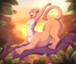  2023 4_toes 5_fingers cougar_taur day detailed_background digital_media_(artwork) eyes_closed feet felid felid_taur feline feline_taur fingers knight_dd male mammal mammal_taur navel nude open_mouth outside sky solo taur teeth toes tongue 
