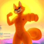  1:1 big_breasts breasts brutal_paws_of_fury canid canine fox foxy_roxy hi_res invalid_tag mammal sunset 