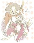  black_hair blonde_hair breasts broom cosplay fire_emblem fire_emblem_fates hat hime_cut holding holding_broom ka_ma_(nuko_kam) long_hair medium_breasts nowi_(fire_emblem) nowi_(fire_emblem)_(cosplay) nowi_(halloween)_(fire_emblem) open_mouth ophelia_(fire_emblem) rhajat_(fire_emblem) teeth upper_teeth_only witch_hat 