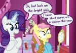  absurd_res dialogue electric_razor equid equine female feral fluttershy_(mlp) friendship_is_magic group hasbro hi_res horn horse mammal mirror my_little_pony pegasus pony rarity_(mlp) razor shocked_expression sollace speech_bubble sweetie_belle_(mlp) tools trio unicorn wings 
