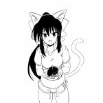  1girl animal_ears animated animated_gif artist_request bakeneko bow breasts cat_ears cat_girl cat_tail greyscale hair_bow heart large_breasts long_hair looking_at_viewer monochrome noihara_himari omamori_himari open_mouth ponytail shirt short_shorts shorts smile solo tail 