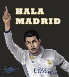  1boy 2017 absurdres arm_up black_hair cristiano_ronaldo highres open_mouth real_life short_hair signature soccer soccer_uniform solo solo_focus spanish_text sportswear zhenaimixian 